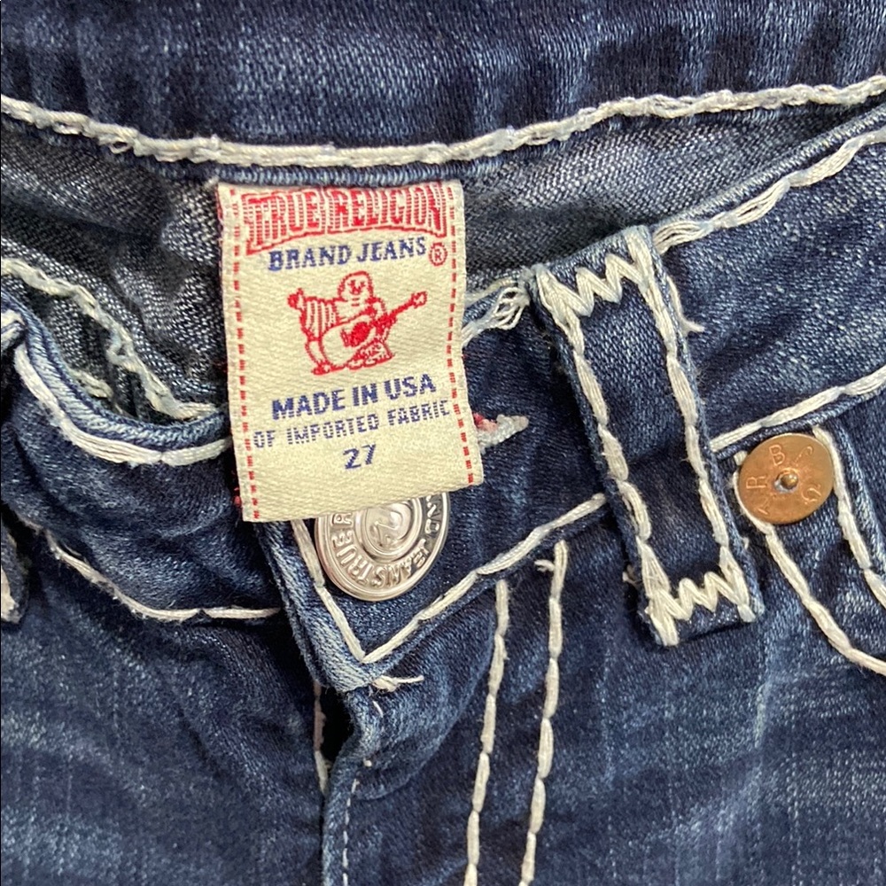 True Religion Blue Boot Leg (flared) Jeans with Contrast Stitching - Picture 2 of 7